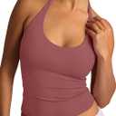 REORIA Women's Tie Halter Tops Backless Scoop Neck Double Lined Basic Summer Outfits 2026 (Medium)