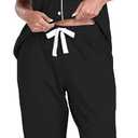 COLORFULLEAF Women's 100% Cotton Pajamas Set Button Down Sleepwear Short Sleeve Shirt and Long Pants Soft Ladies Lounge Sets (Black, M)
