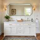 MIRRORART 24x48'' Scalloped Gold Bathroom Mirror, Full-Length Wall Mirror