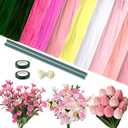 Peryiter 1402 Pcs Pipe Cleaners Flowers Set 1000 Pcs 10 Colored 12 Inch Chenille Stems for Tulip Bouquet Making Art DIY Craft Projects Creative Gift Party Wedding Decorations(Pink Flower)