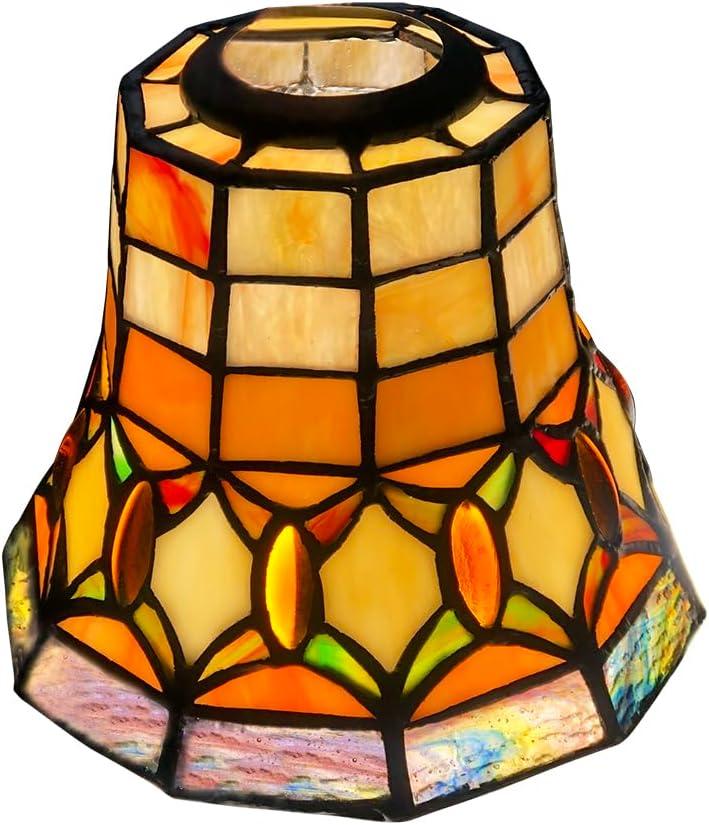 HUIMEIJU Tiffany style stained glass lampshadeCeiling Fan lightWall lampshadeReplacement lampshade.HMJ6037