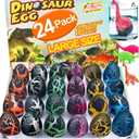 24 Pcs Large Hatching Dinosaur Eggs Dinosaur Birthday Party Favors, Kids Toddlers Goodie Treat Bag Stuffers, Carnival Classroom Prizes, Treasure Box Toys, Boy Girl Grow in Water Dinos Egg Science Kits (Black)