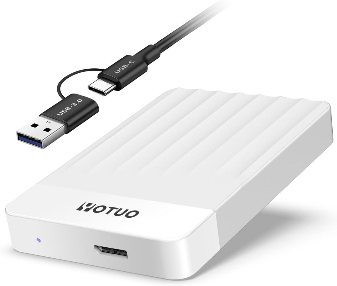 External Hard Drive 1TB, USB 3.0 and Type-C Portable HDD External Expansion Storage for PC, Mac, Desktop, Laptop Office Devices, for PS4, PS5, Xbox One, Xbox 360, Xbox Series X/S Gaming Devices (White)