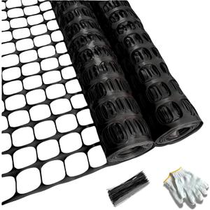 PotatoLife Plastic Mesh Fence Safety Fence, 2 Roll 4'x100' with 100 Zip Ties, Resuable Temporary Netting for Garden Fencing, Construction, Snow Fencing, Animal Barrier, Poultry, Deer, Patio, Black