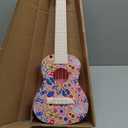 LeeQee 21in Colorful Graffiti Ukulele Guitar for Kids, 4 Strings Kids Guitar Ukulele Musical Instruments Learning Educational Toys with Picks for 3 4 5 6 7 8 9 10 11 12 Toddler Boys Girls (Pink)