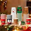 100 Christmas Cups, Christmas Disposable Paper Cups, Santa, Elk, Snowman, Penguin, 9 oz Xmas Event Drinkware for Daily Use & Holiday Parties