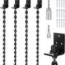 24" Heavy Duty Ground Anchors Screw in, Set of 4 Mobile Home Anchors, Multi-Purpose Earth Anchors with Brackets and Adapter for Drill, Ideal for Mobile Homes, Storage Sheds and Carports(Black)