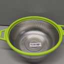 Stainless Steel Colander With Handle and Legs, Large Metal Green Strainer for Pasta, Spaghetti, Berry, Veggies, Fruits, Noodles, Salads, 5-quart 10.5 Kitchen Mesh Colander, Dishwasher Safe