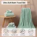4 Piece Green Cabana Stripe Large Bath Towels Oversized Bath Sheet Super Soft Breathable Jumbo Bathroom Towels Highly Absorbent Shower Towel Quick Dry Beach Chair Towel Spa Gym Hotel Towel Set