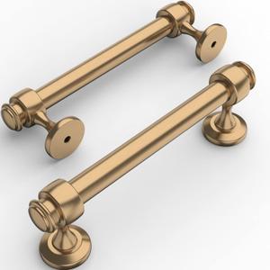Amerdeco 10 Pack Dark Champagne Bronze Cabinet Pulls 4 Inch Hole Centers, 5 Inch Length Handles for Kitchen Cabinet Hardware,Solid Cabinet Handles for Bathroom Drawer Handles IH0005