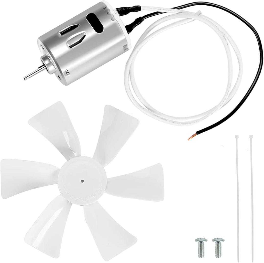 BLACKHORSE-RACING White 6 inch RV Fan 12V D - Shaft Replacement Camper Fan Blade Bathroom Fan Home Bathroom Mobile Home RV Motor