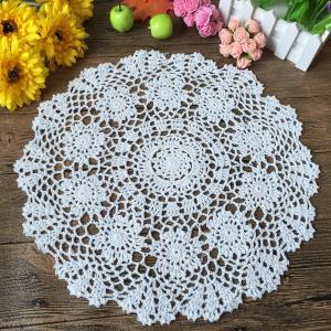 Hetao 100% Cotton Handmade Crochet Round Doilies Lace Doily Tablecloth Doilies Lace Placemats, White, 19 Inch