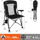 Camping Chair with Padded Hard Armrest,Cup Holder,Heavy Duty for Adults,Mesh Backrest,Portable Lawn Lightweight Outdoor Camp Chair,Support up to 400lbs
