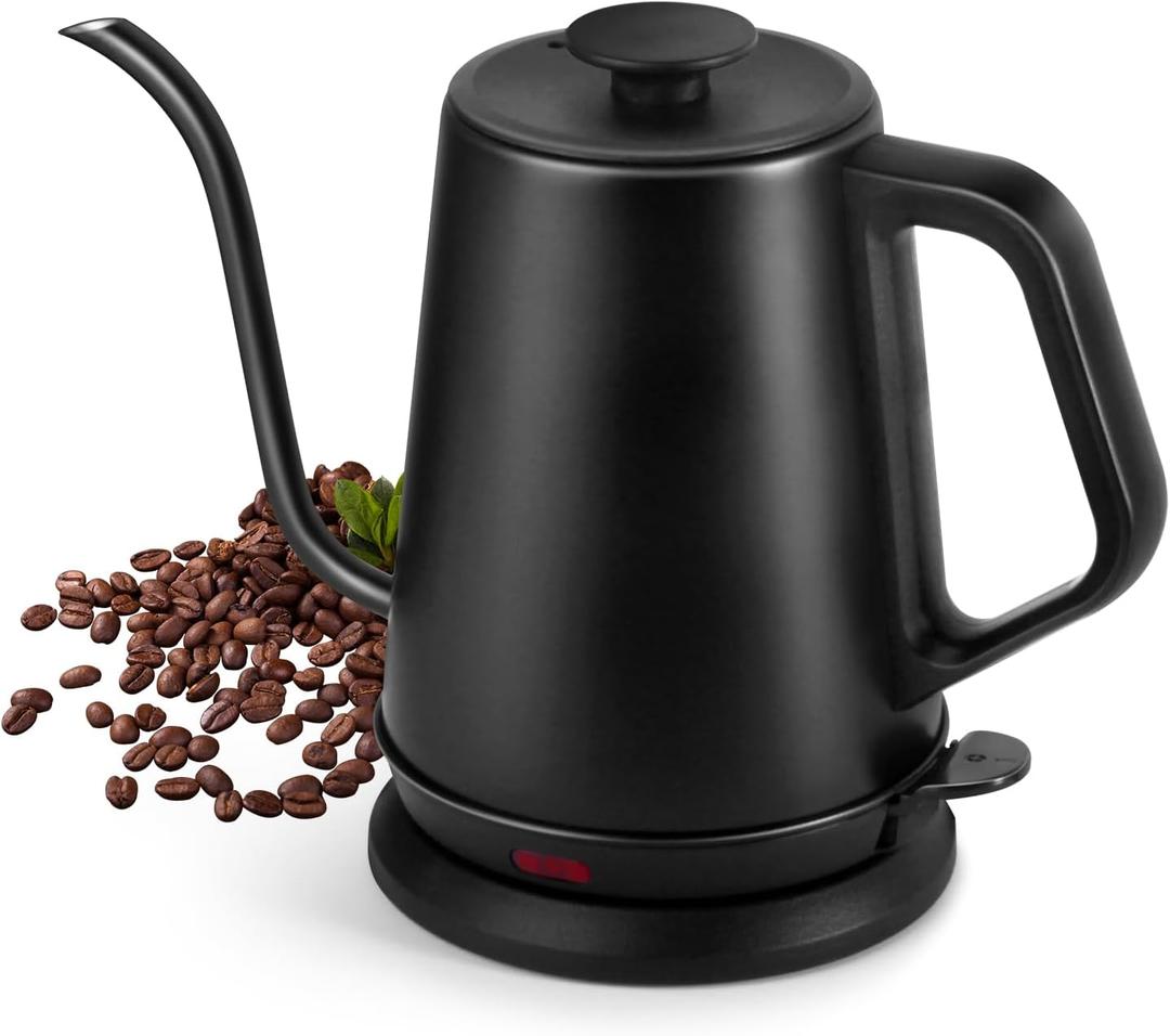 1L Electric Gooseneck Kettle, Tea Kettle for Boiling Water, Gooseneck Electric Kettle for Coffee & Tea, Fast Boiling for Pour Over, Auto Shut-Off, Boil-Dry Protection, 360° Rotational Base