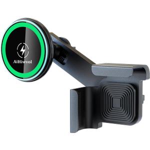 for Qi2 15W Tesla Magsafe Charger [Heat Restriction], Tesla Phone Mount Charger for Model Y/3 Screen[Stable Metal Holder], Wireless Fast Charging for iPhone 17 to 12 Series with 40 C-C Cable