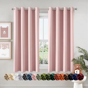 MIULEE Blackout Curtains for Bedroom Living Room 2 Panels, Thermal Insulated Room Darkening Drapes Grommet Noise Reducing Light Blocking Window Treatments 63 Inches Long 50x63 Inch Baby Pink