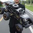 Jiakora Large Size RC Cars, Rock Crawler RC Truck with 2 Rechargeable Batteries, 6 Wheel Remote Control Monster Truck, Durable Metal Body & LED Headlights, Boy Toys for 4-7, 8-12 Kids & Adults