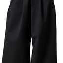 OYOANGLE Men's Baggy Wide Leg Pants Zipper Fly Pleated Work Casual Long Trousers with Pocket (XX-Large, Black)