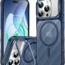 [Camera Ring Stand+Wave Magnetic Back] for iPhone 16 Pro Max Case, [Fit for Magsafe][Non-Slip Edge] Matte Translucent Protective Phone Case Cover Men Women for iPhone 16 Promax 6.9", Blue