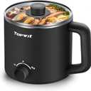 Topwit Hot Pot Electric, Electric Pot, 1.6L Ramen Cooker, Multifunctional Cooker for Pasta, Shabu-Shabu, Oatmeal, Soup and Egg with Over-Heating Protection, Boil Dry Protection, Black