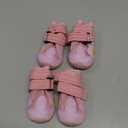 XSY&G Dog Boots,Waterproof Dog Shoes,Dog Booties with Reflective Strips Rugged Anti-Slip Sole and Skid-Proof,Outdoor Dog Shoes for Small Medium Large Dogs 4Pcs Pink-Size 1