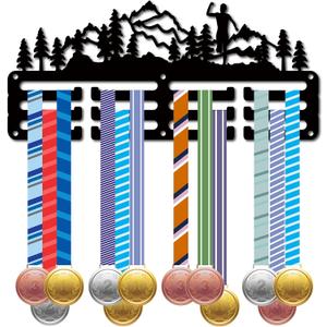 CREATCABIN Trail Running Medal Hanger Display Medal Holder Rack Sports Metal Hanging Awards Iron Small Mount Decor Awards for Wall Home Badge Race Runner Marathon Medalist Black 11.4 x 5.1 Inch