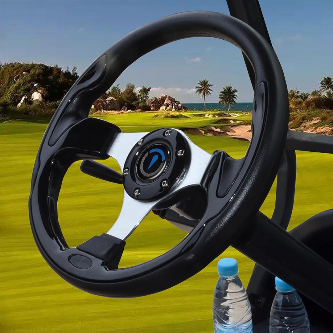 Universal Golf Cart Steering Wheel For Club Car,EZGO,Yamaha,Star Car and Other Brands Golf Carts and Boats as well.Adapter Sold Seperately. (Steering Wheel - ClassicBlack)