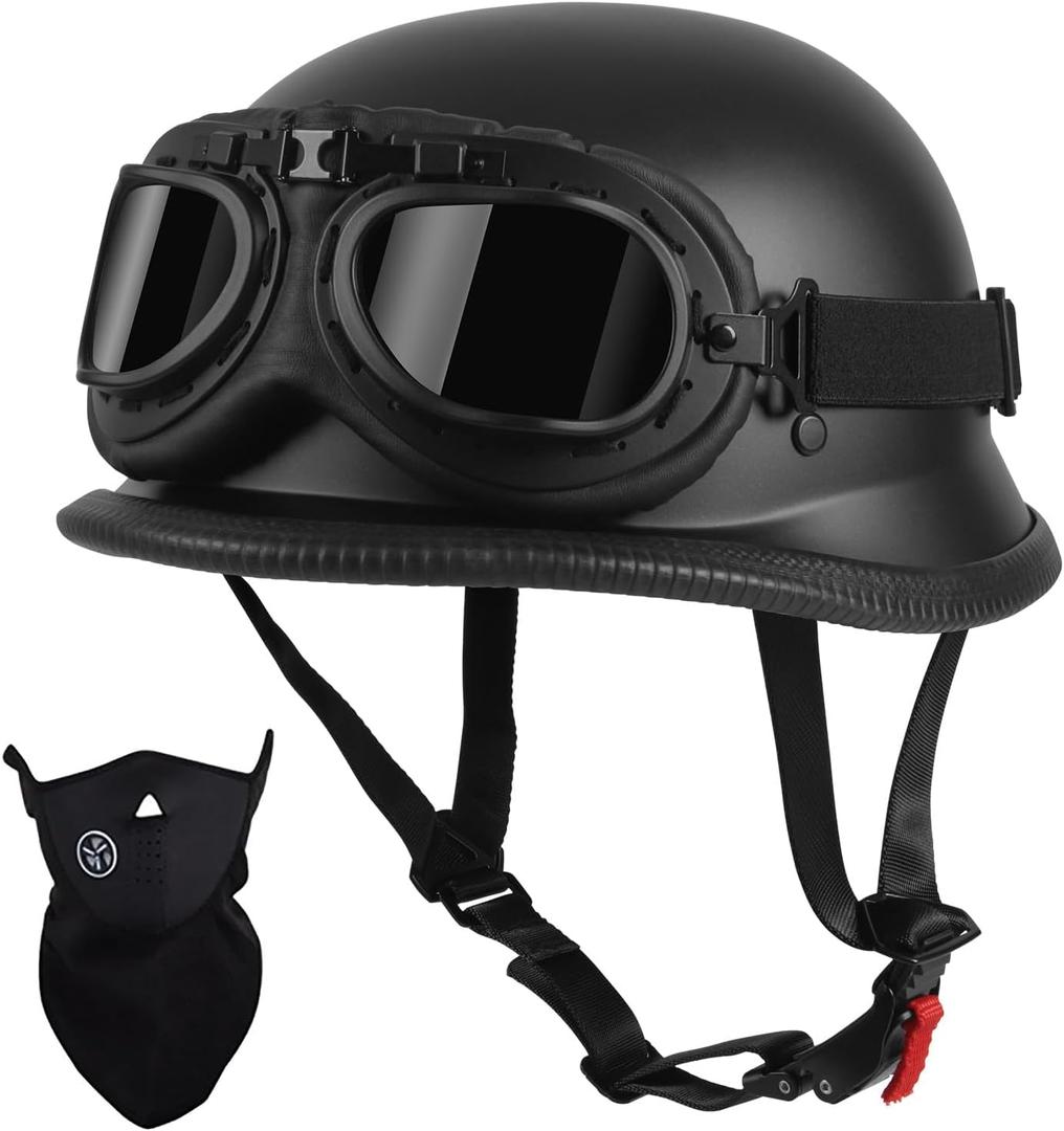 CUTEY Motorcycle Half Helmet, Vintage Half Helmet, Half Shell Open Polo Cap, Unisex, DOT Certified，Fit for Men and Women