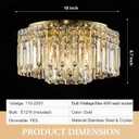 Flush Mount Crystal Chandelier, 18 inch Modern Crystal Ceiling Lights with Warm White Light Bulb (2700K), Flush Mount Small Gold Chandeliers Light Fixtures for Bedroom Living Room Hallway Entryway