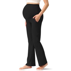 Women's Maternity Leggings Over The Belly Pregnancy with Pockets Yoga Pants Active Wear Tights Pants Workout (XXL)