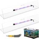 Sieral Aquarium Lids Polycarbonate Canopy with LED Light 2 Pcs Set 16.87 x 16.87 x 0.12 Inch for 50/65/84 Gallon with Center Brace Aquariums Cover Fish Tank Lid with a Hook Knife, Clear