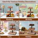 IBUYKE 3 Tier Cupcake Stand,Wood Durable Cupcake Tower,Square Serving Dessert Display Stand,Cupcake Tray Stand,Dessert Tree Tower for Christmas Birthday,Home Party, Wedding, Baby Shower,Rustic Brown UTLJ014H
