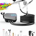 Airbrush Kit with Air Compressor,Dual-Action & Dual-Airflow 50 PSI High Pressure Air Brush with 0.2/0.3/0.5mm Nozzles & Cleaning Sets, for Painting, Nails, Modeling, Cake Decor, Makeup
