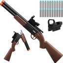 Double Barrel Toy Shotgun - Realistic Foam Blaster with Scope & Soft Bullet Darts, Safe Imitation Shooting Game for Kids Ages 8-12 -Birthday Christmas (Black)