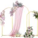 Wedding Arch Backdrop Stand 7.2FT, 6.6FT,6FT Set of 3 Gold Metal Arch Backdrop Stand for Wedding Birthday Party Baby Shower Graduation Floral Balloon Ceremony Decoration(Gold, 7.2FT, 6.6FT, 6FT)