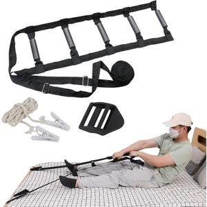 ZUEXT Bed Ladder Assist 160 Inch, Black Pull Up Assist Device w/ 5 Handles Grips, Adjustable Rope Ladder Straps, Sit Up Handle Helper for Elderly Seniors Adults Pregnant Injury Handicapped Patients
