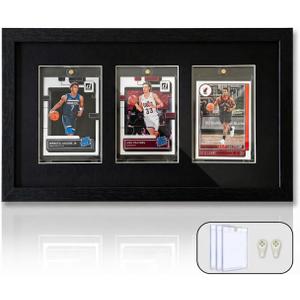 Trading Card Display Frame for 3 Cards, Tempered Glass Sports Card Frame, Wall Mount or Tabletop Card Display Case for Baseball Basketball Football Hockey Cards