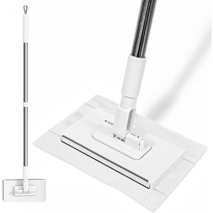 Mini Sweeper Mop No-Touch Dirty Cleaning Flat Dust Mop for Dry Wet Disposable Pads, Multi Surface Mop Floor Mopping and Sweeping Cleaning Head for Kitchen Wall Bathroom Toilet Corners Window