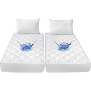 Split California King Mattress Protector Pad for Adjustable Beds, Absorbent Quilted Mattress Pad Topper Cover, Fitted Mattress Protector, Down Alternative Filling Mattress Cover Waterproof