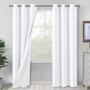 BGment White Living Room Curtains 84 Inch Length 2 Panels Set, Thermal Insulated Bedroom Curtains Soundproof Room Darkening Window Drapes, Each Grommet Drape 42 Inch Wide