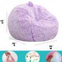 Fluffy Bean Bag Chair for Kids, 2.5FT Round Memory Foam Filled Bean Bag for Teens & Kids, Ultra Soft Faux Fur Fabric Bean Bag Chairs for Playroom, Living Room, Bedroom, Lavender (Small, Purple)