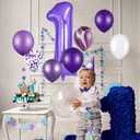 3 x TONIFUL 40 Inch Purple Large Numbers Balloon 0-9 Birthday Party Decor,Foil Mylar Big Number Balloon Digital 4 for Birthday Party,Wedding, Bridal Shower Engagement Photo Shoot, Anniversary