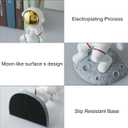 Space Theme Bookends for Shelves, Astronaut Moon Book Ends for Kids Room, Decorative Planet Book Stoppers to Hold Books Heavy Duty, Unique Boys and Girls Gift (Gray)