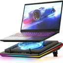 llano V12 RGB Laptop Cooling Pad, Gaming Laptop Cooler with 5.5 Inch Powerful Turbofan, Fast Cooling Laptop 15.6-21in, Adjustable Speed, Touch Control, LCD Screen, Black