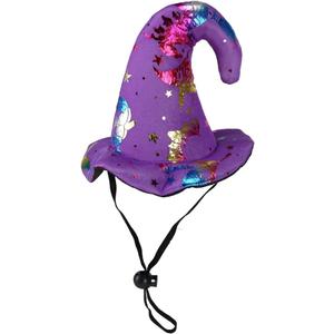 BinaryABC Halloween Pet Hat Witch Hat,Halloween Pet Costume,Cat Puppy Dog Halloween Party Costume Hat(Purple)