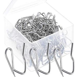 Shappy 120 Pack Drapery Hooks Pins for Curtains, Metal Pinch Pleat Hooks with Clear Box 1.2 Inch for Window Door and Shower Curtain(Silver)