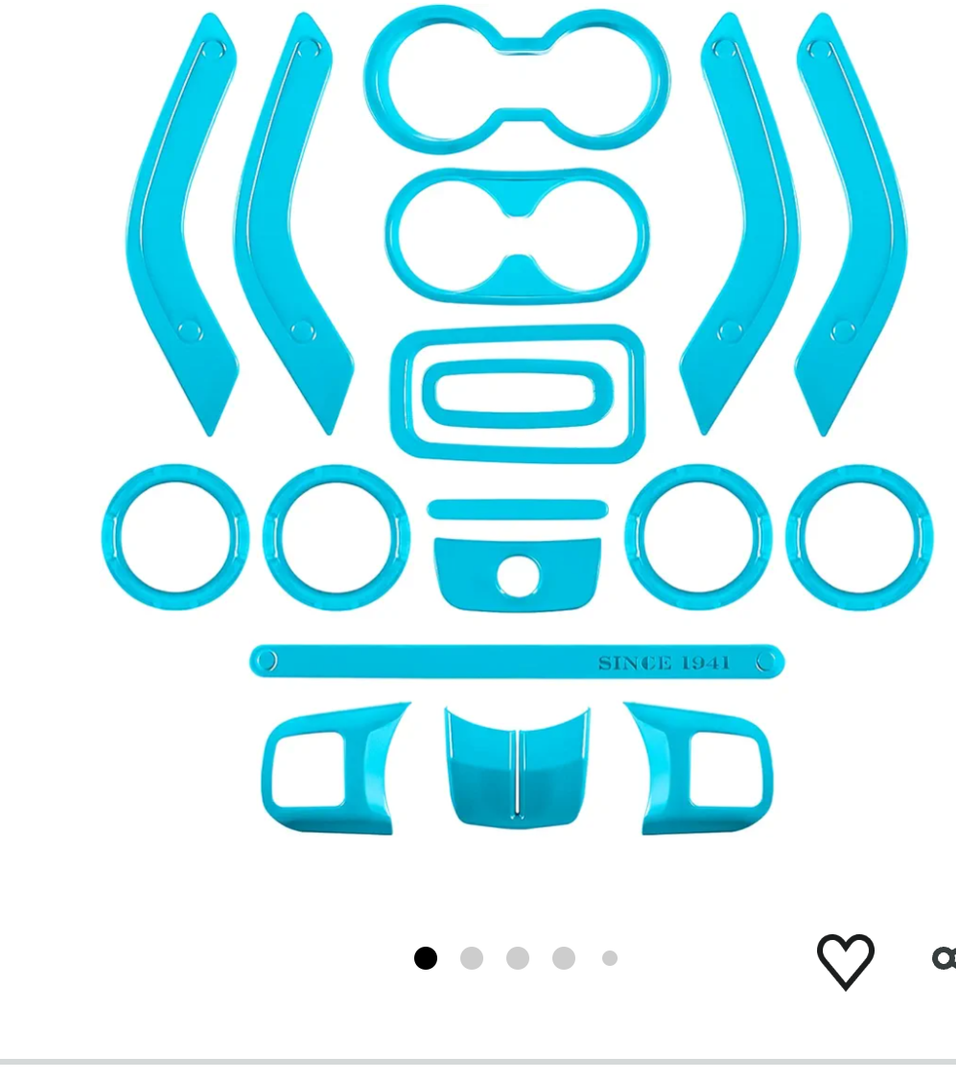 18 PCS Full Set Interior Decoration Trim Kit Steering Wheel Center Console Door Handle Air Conditioning Vent Cup Holder Gear Cover Trim for Jeep Wrangler JK JKU 2011-2018 4-Door (Light Blue)