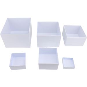 Yosoo 5 PCS Cube Display Stands Boxes, Multifunctional Stackable Cake Stand for Dessert Statues,Square, 5 Sided, Nesting Boxes,Showcase,Storage Box (White)