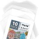 MBC MAT BOARD CENTER, Pack of 10-11x14 Pre-Cut 8.5x11 - White Mats - for Pictures, Photos, Framing - Kit Includes: 10 White Backboards and 10 Clear Bags - Acid Free, 4-ply Thickness, White Core