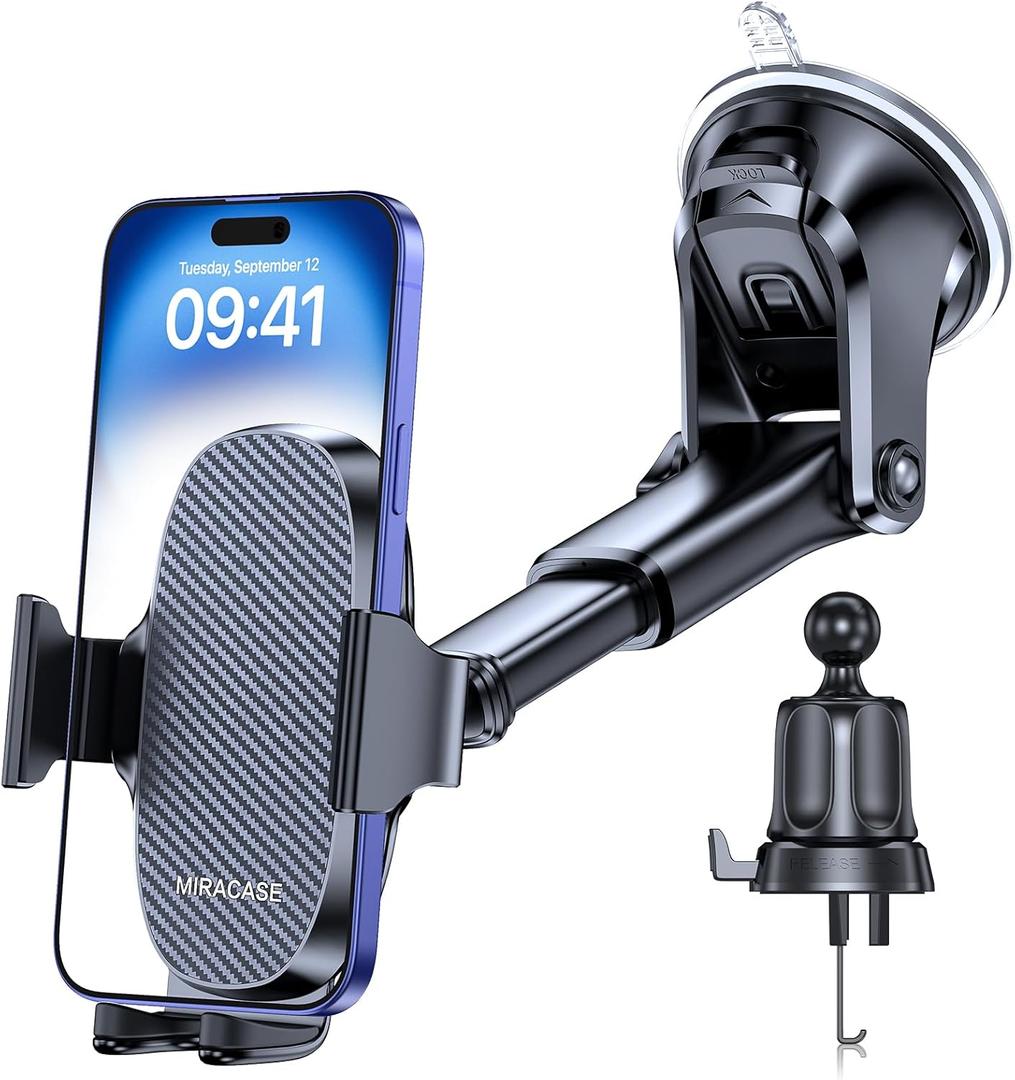 Miracase 3-in-1 Cell Phone Holders for Your Car, Universal Car Phone Holder Mount for Dashboard Air Vent Windshield Compatible with iPhone16 15 14 13 12 11 Pro Max Xs XR X, Galaxy Stripe